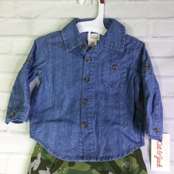 Cat & Jack Infant Baby Boy 3-6 Months Outfit Denim - Picture 2 of 7